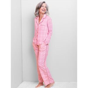 NWT Sz Small Pink Plaid ENGLISH BEAUTY Pajama Lounge 2 Pc Set KAREN NEUBERGER
